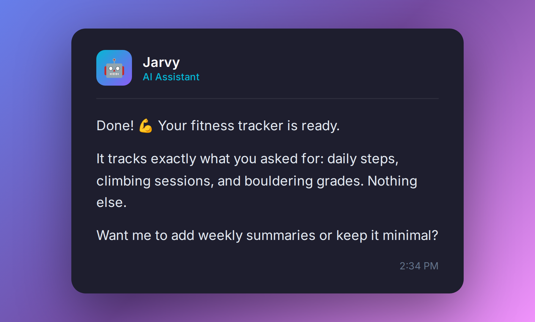 Chat screenshot with Jarvy