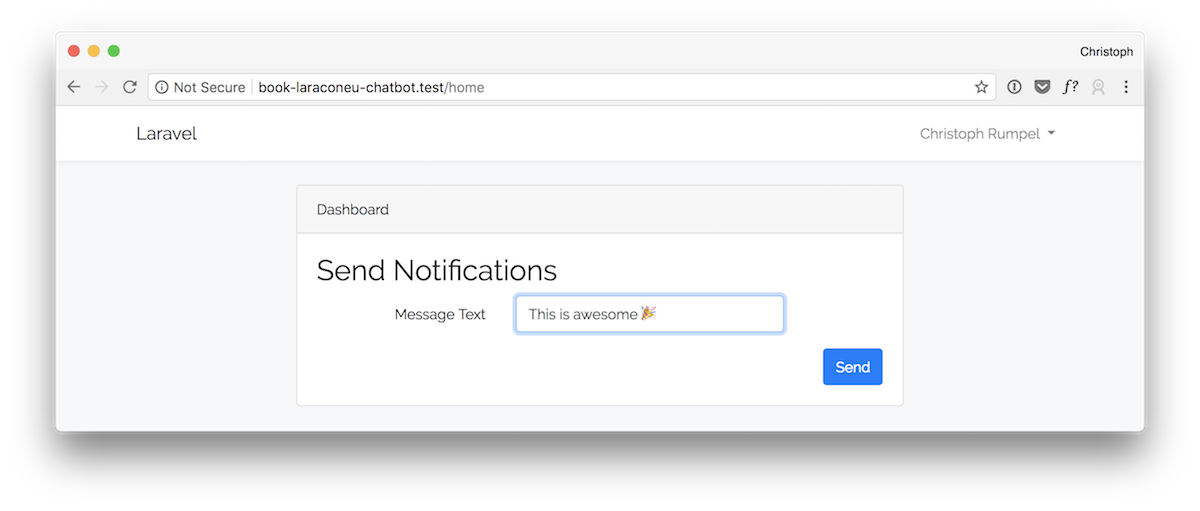 Screenshot of the Laracon EU chatbot backend