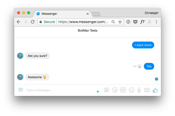 Screenshot showing how to listen to quick replies